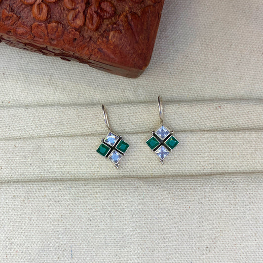 Square Cut Green Zircon Earings