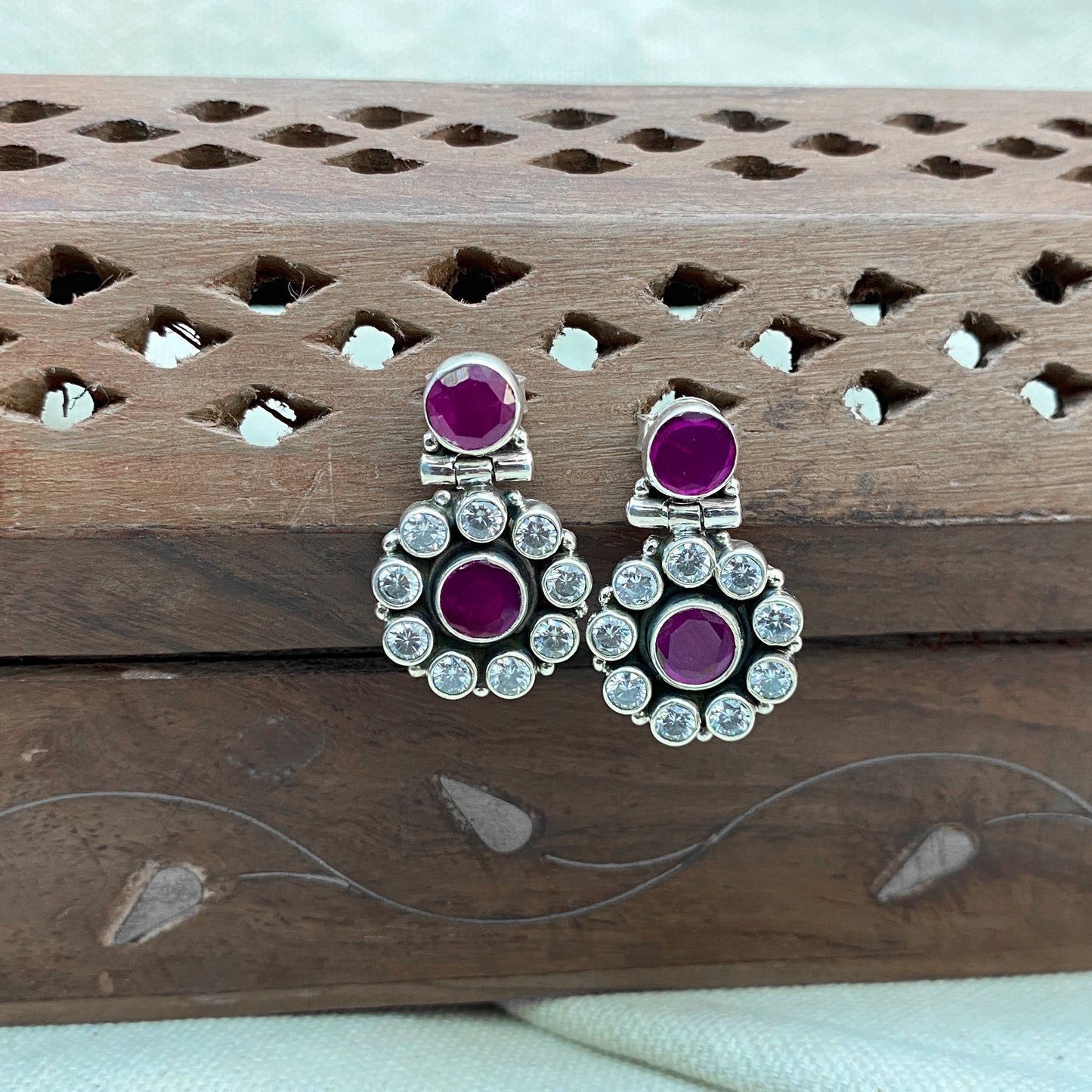 Floral Purple Zircon Earings