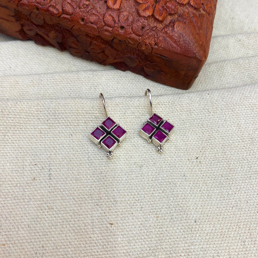 Square Cut Purple Zircon Earings