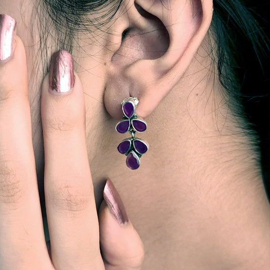 Floral Purple Zircon Earings