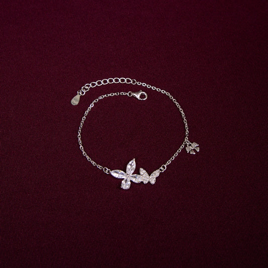 Silver Throne 925 Silver Adjustable Chain Cz Butterfly Bracelet