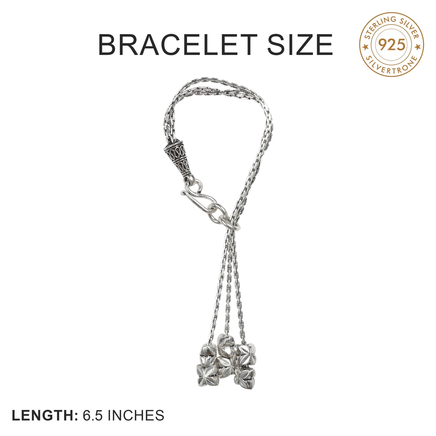 Silver Throne 925 Silver Adjustable Hanging Floral Bracelet