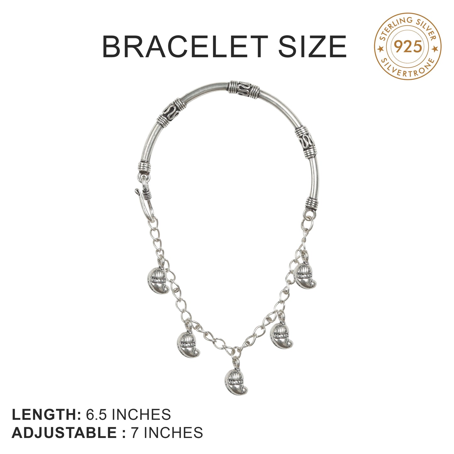 Silver Throne 925 Silver Openable Half Bangle Chain Bracelet