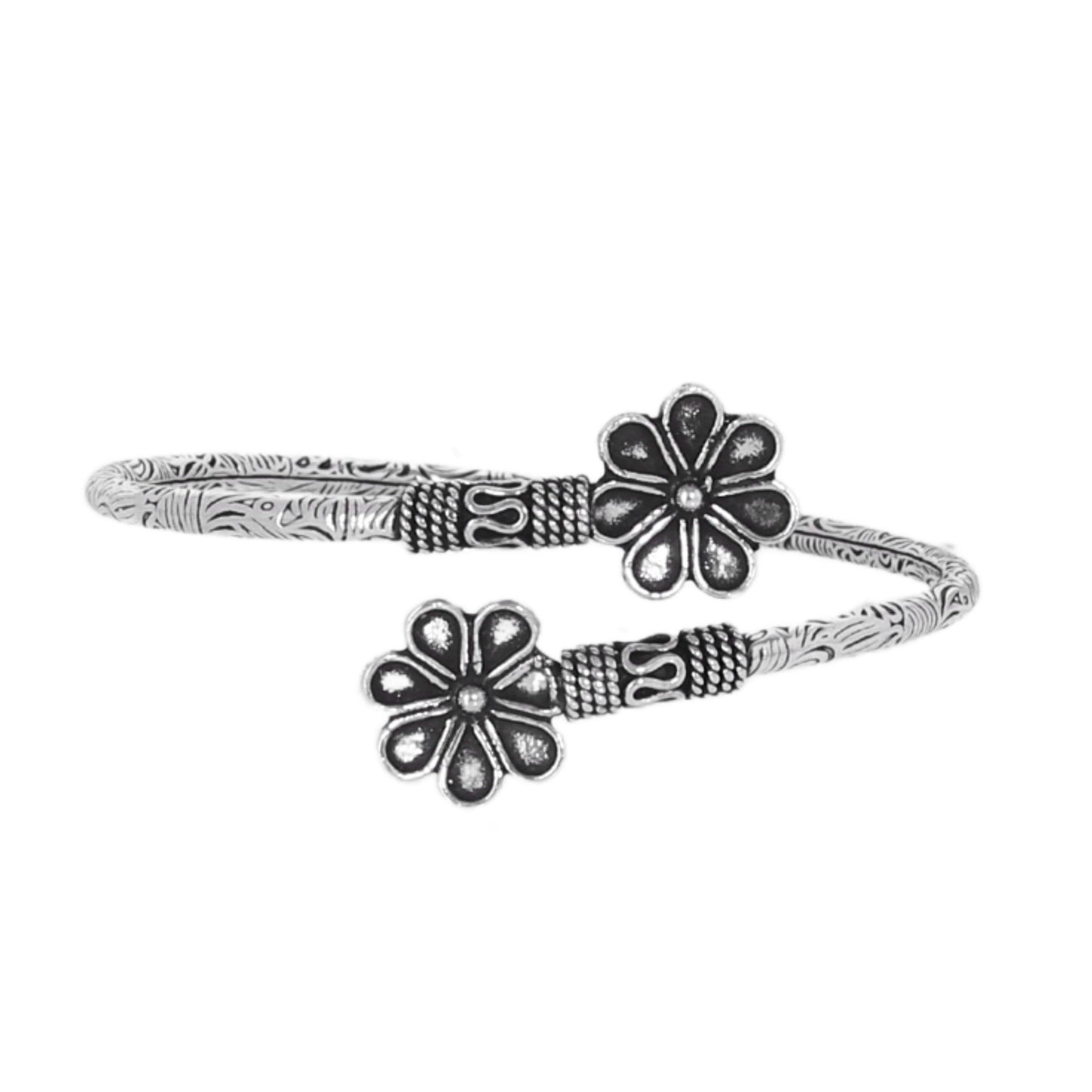 Silver Throne 925 Silver Openable Floral Chitai Bracelet