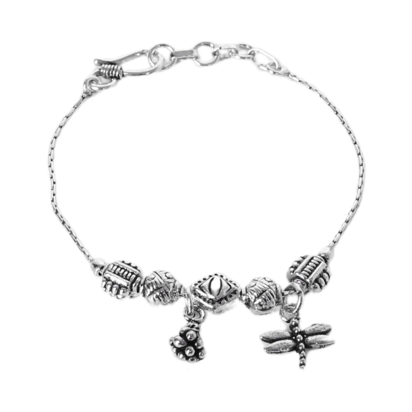 Silver Throne 925 Silver Openable Flower Chain Hanging Bracelet