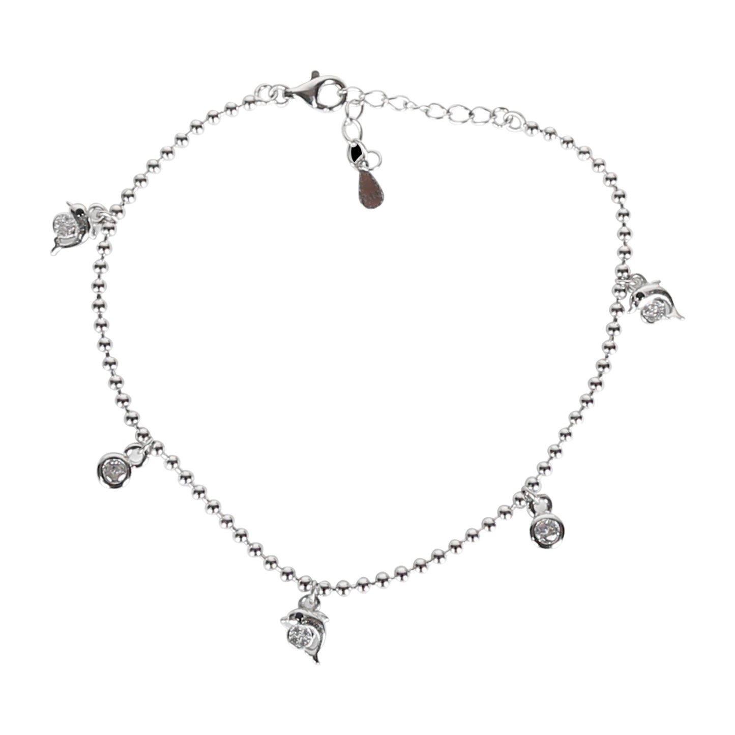 Silver Throne 925 Silver Adjustable Cz Dolphin Bracelet