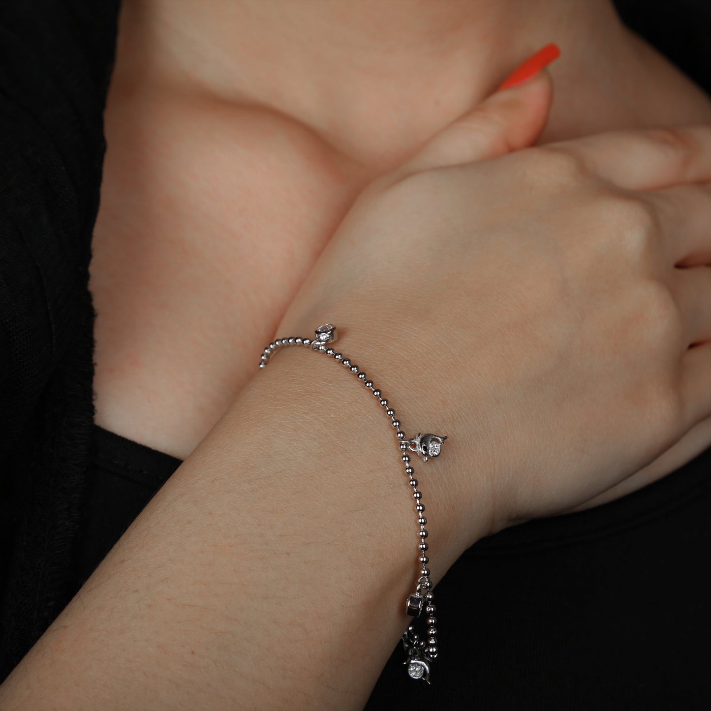 Silver Throne 925 Silver Adjustable Cz Dolphin Bracelet