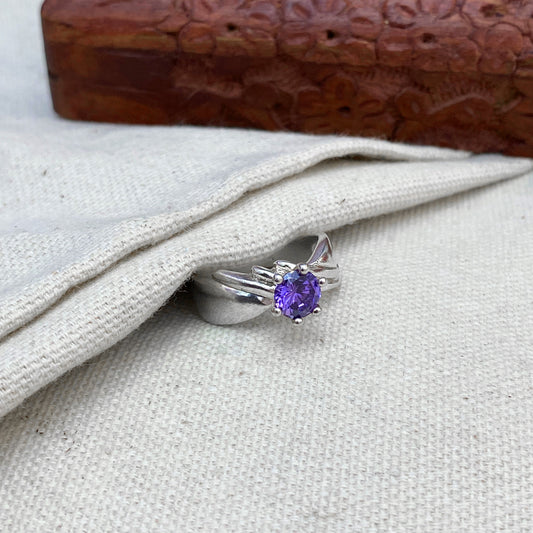 925 Silver Floral Blue Zircon Ring