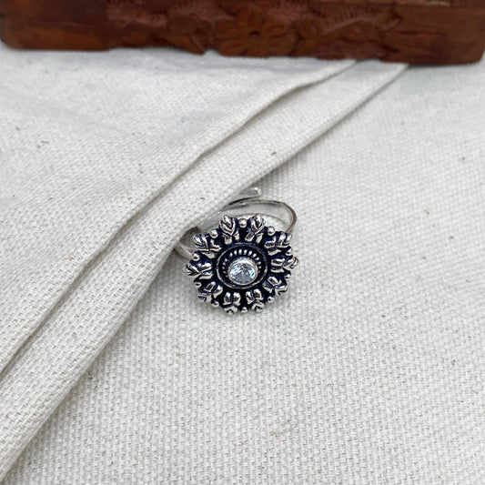 925 Silver Spring Floral Elegant Zircon Ring