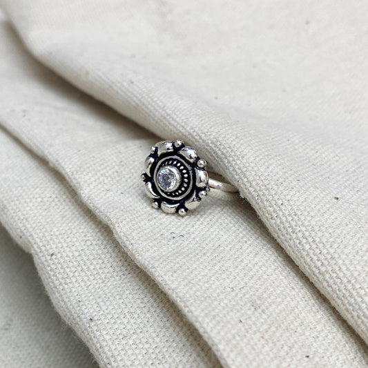 925 Silver Rose Flower Elegant Zircon Ring