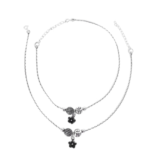 Flower Hanging Design Anklet (Payal) for women in Pure 925 Sterling Silver