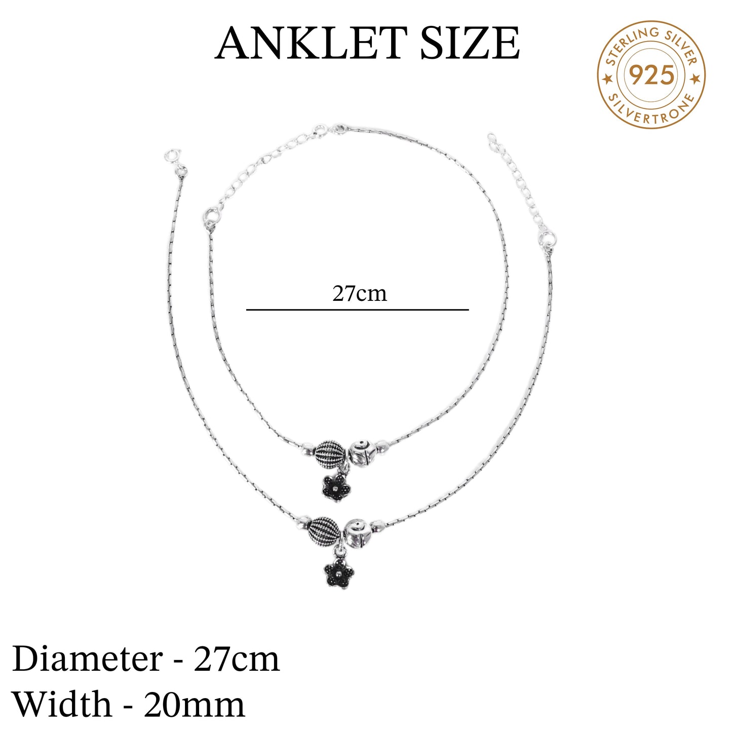 Flower Hanging Design Anklet (Payal) for women in Pure 925 Sterling Silver