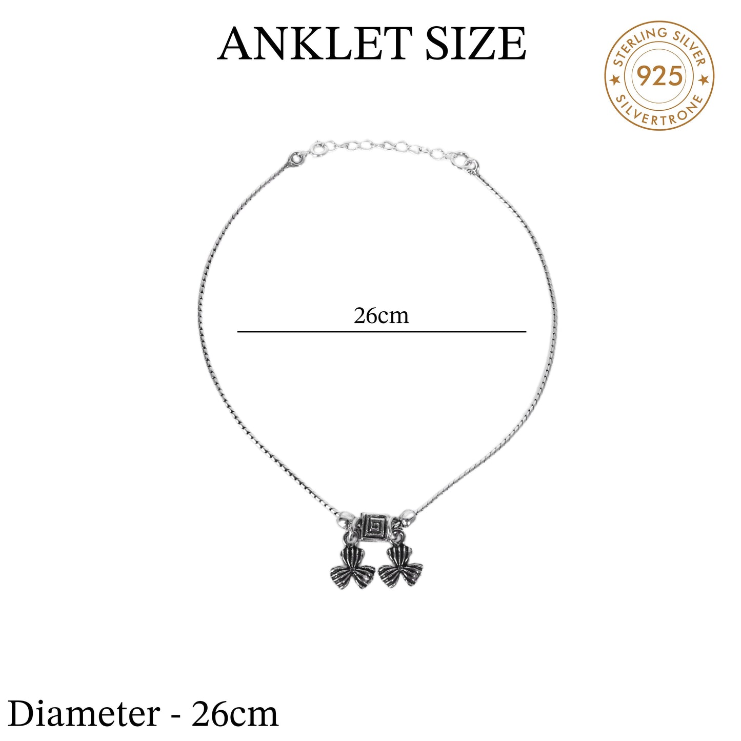 Floral Hanging Charm Design Anklet (Payal) for women in Pure 925 Sterling Silver