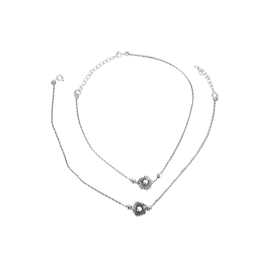 Floral Charm Design Anklet (Payal) for women in Pure 925 Sterling Silver