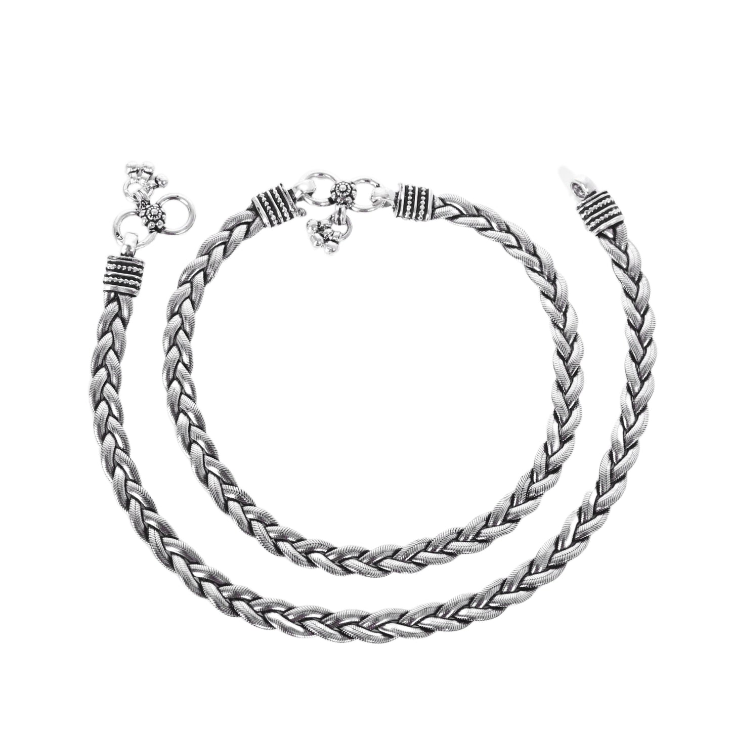 Interlocking Design Anklet (Payal) for women in Pure 925 Sterling Silver