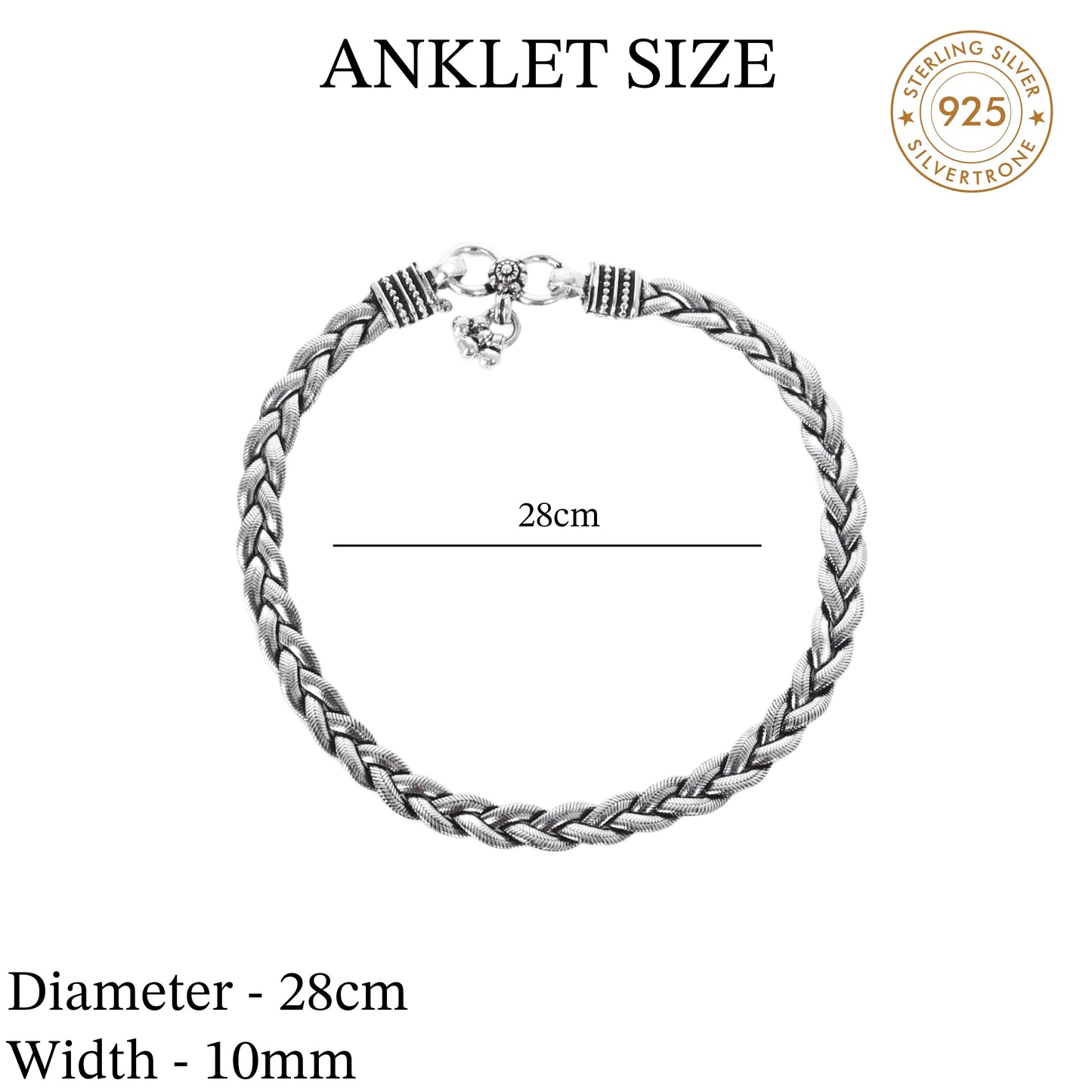 Interlocking Design Anklet (Payal) for women in Pure 925 Sterling Silver