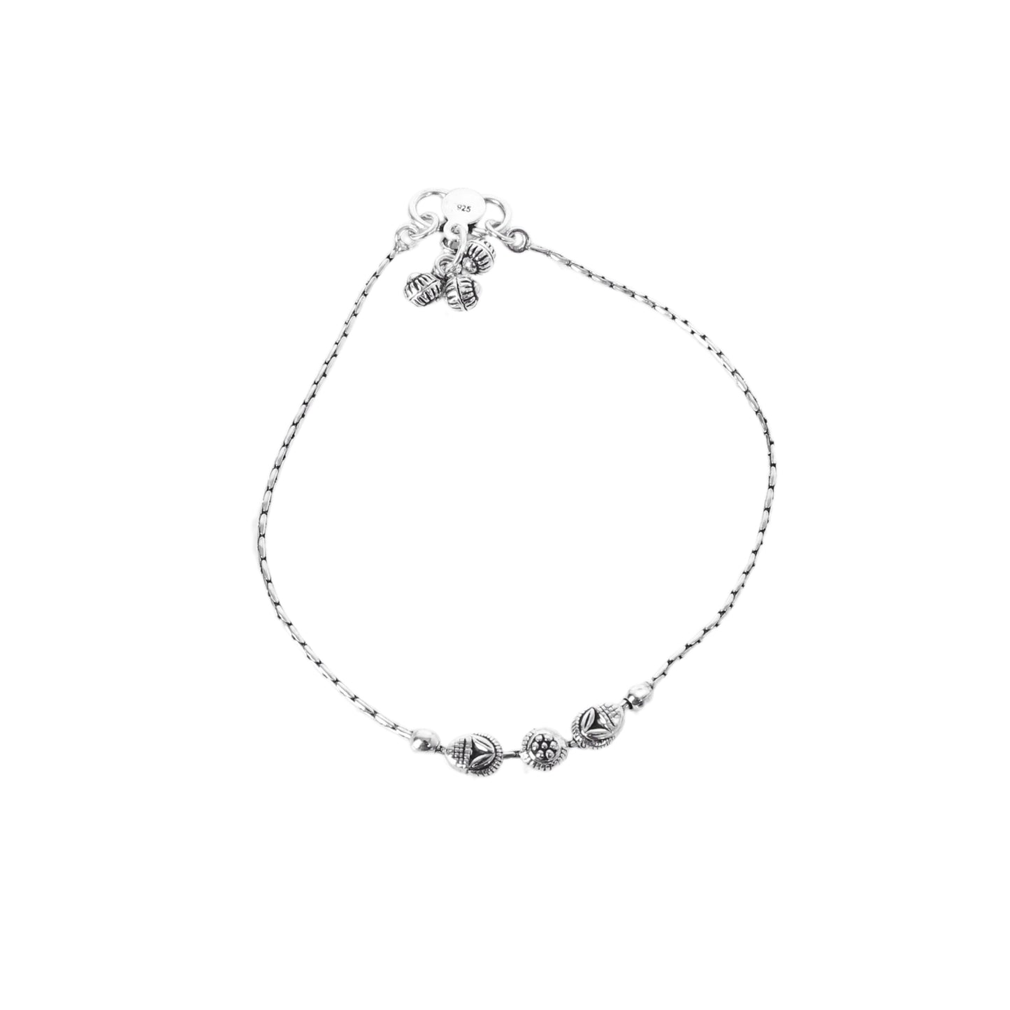 Floral Chain Design Anklet (Payal) for women in Pure 925 Sterling Silver