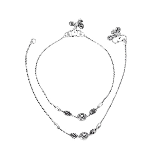 Chitai Design Anklet (Payal) for women in Pure 925 Sterling Silver