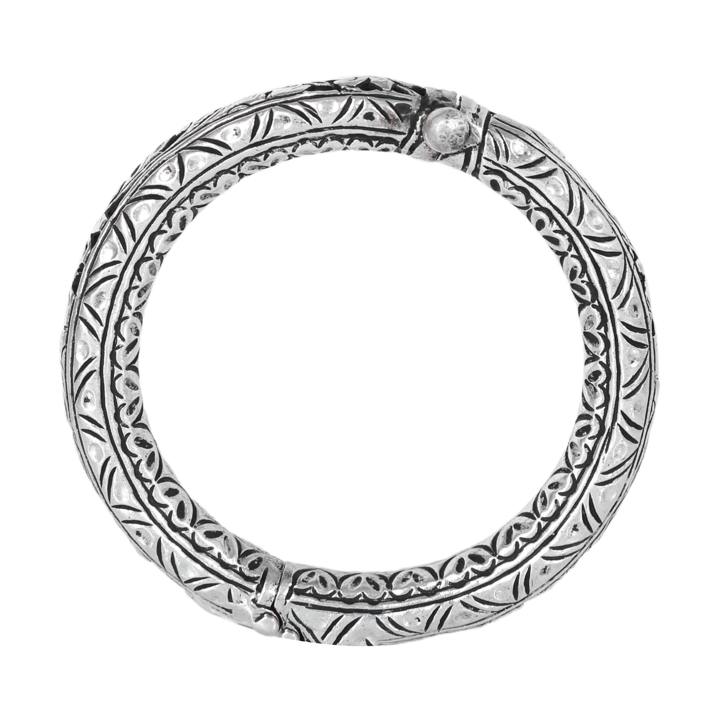 925 Silver Rava Work Floral Design Openable Bracelet