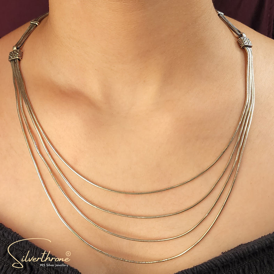Four Line Chain Style Adjustable Necklace