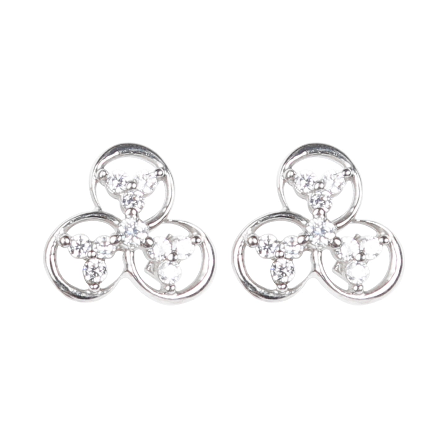 Zircon Floral Stud 925 Silver Earrings