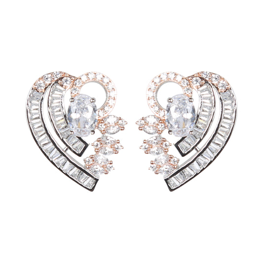 Zircon Crystal Leaf Stud 925 Silver Earrings