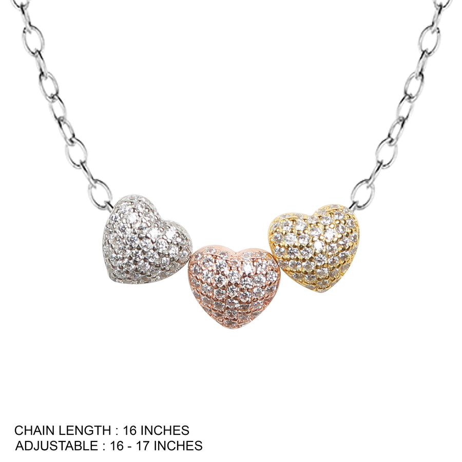Zircon Iced Out Heart Charm Chain Stlye Nacklace