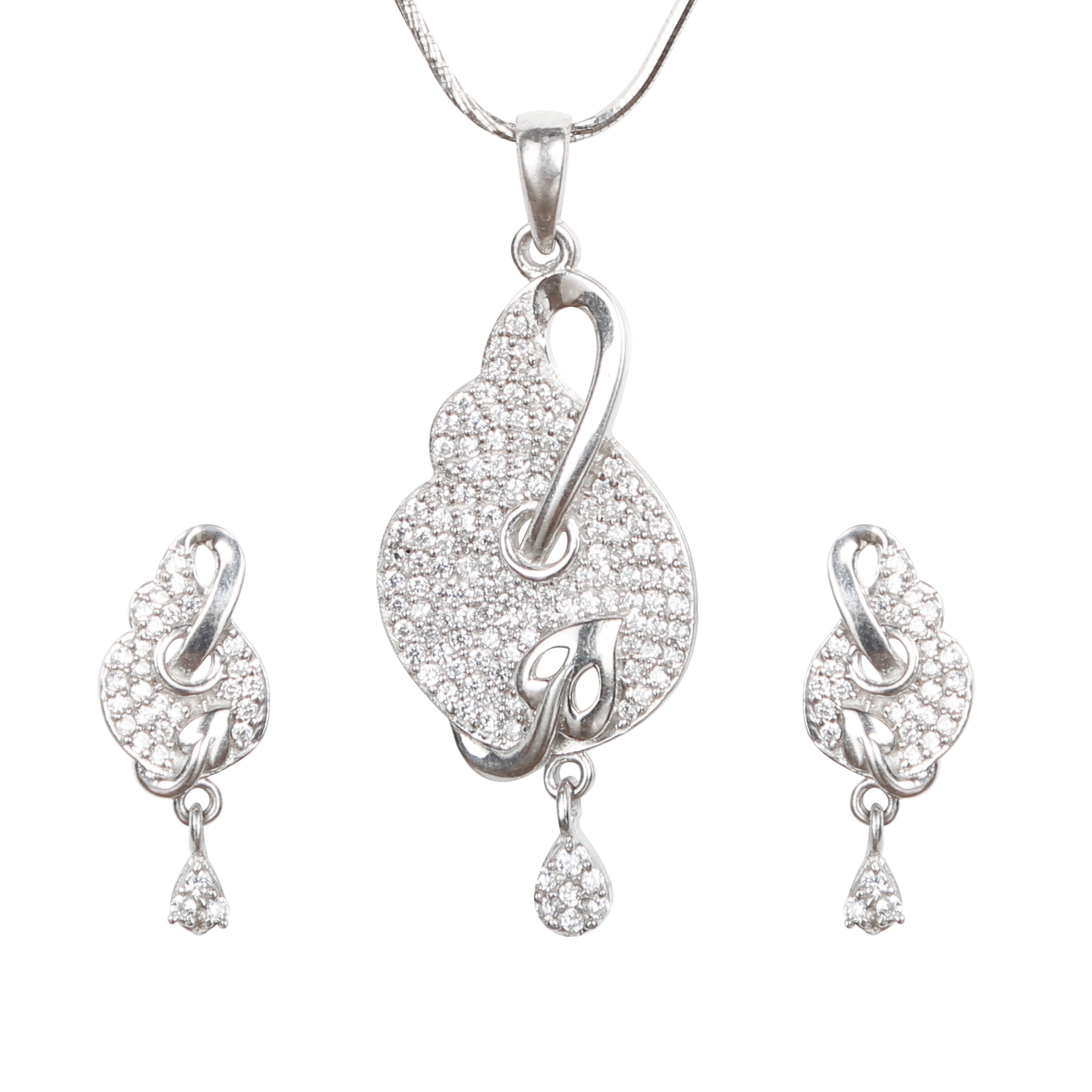 Silver Pendant Set with Earrings – Cbigsapparels