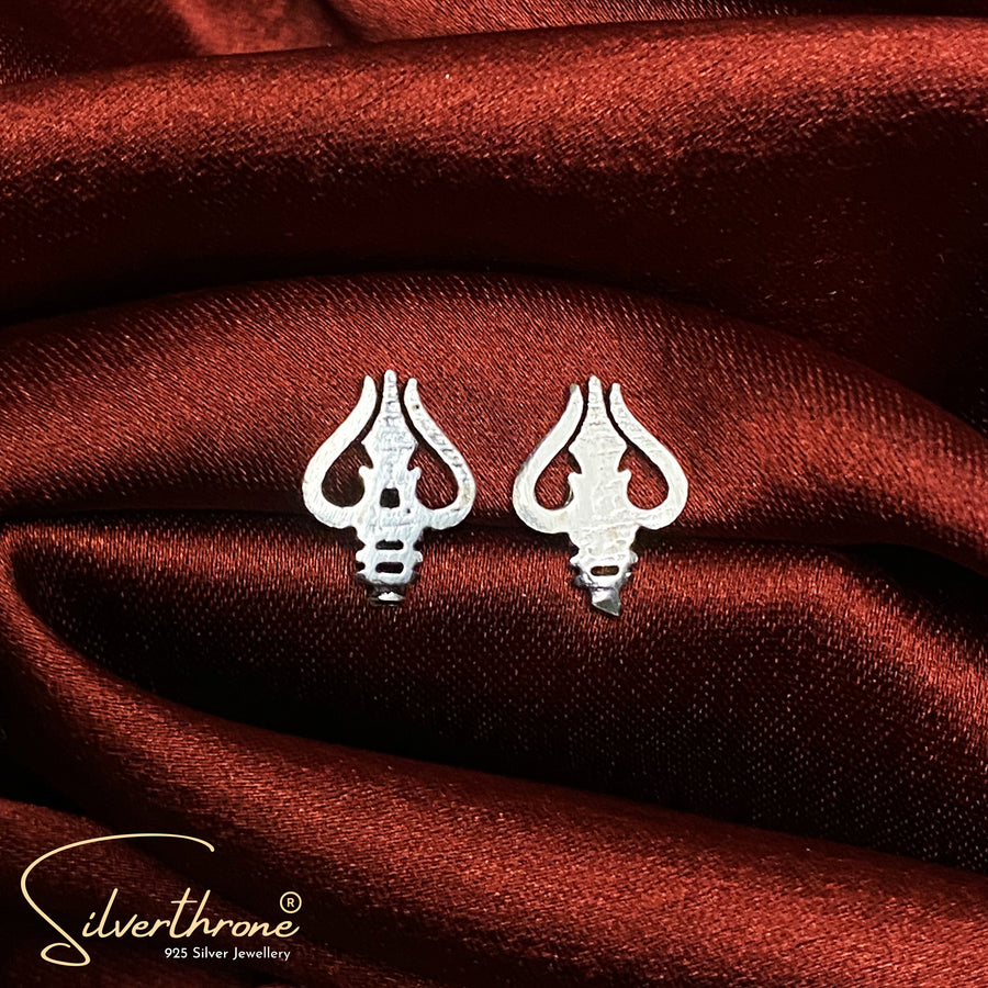 Trishil Shiva Motif Typo Stud Style Earrings For Mens / Womens
