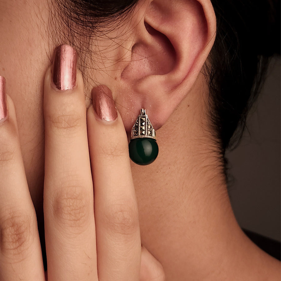 Medium Green Drop Style Hanging Earrings