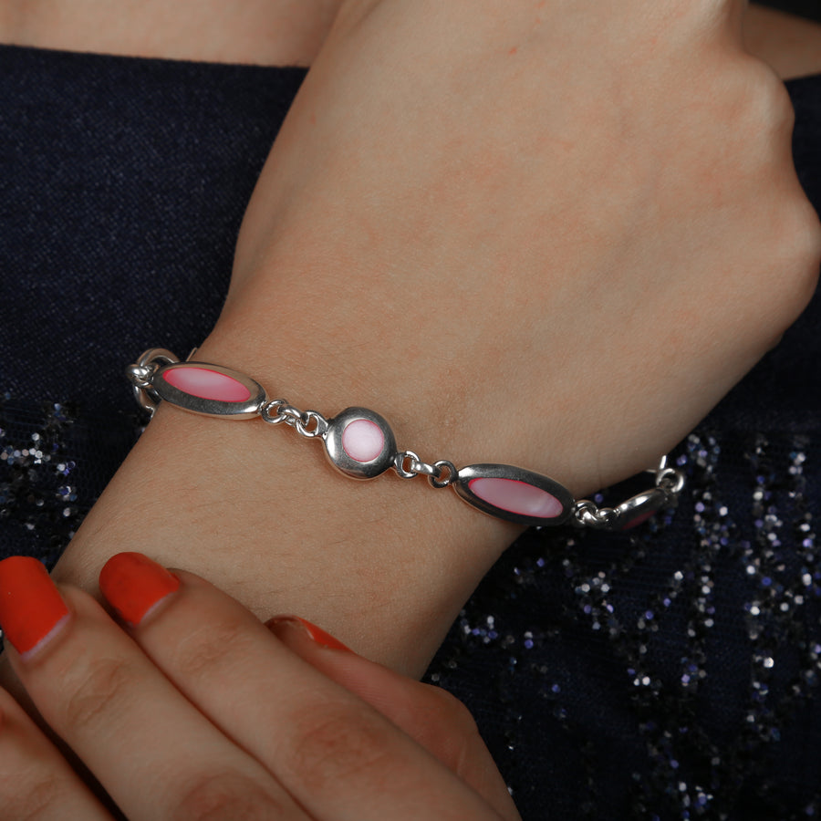Pink Italian Style Silver Bracelet