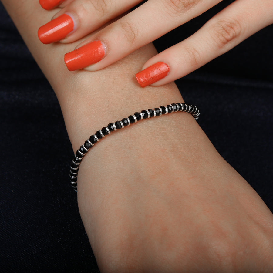 Black Beads Chain Style Bracelet