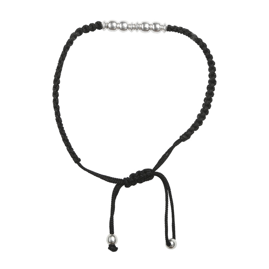 Black Thread Silver Bracelet